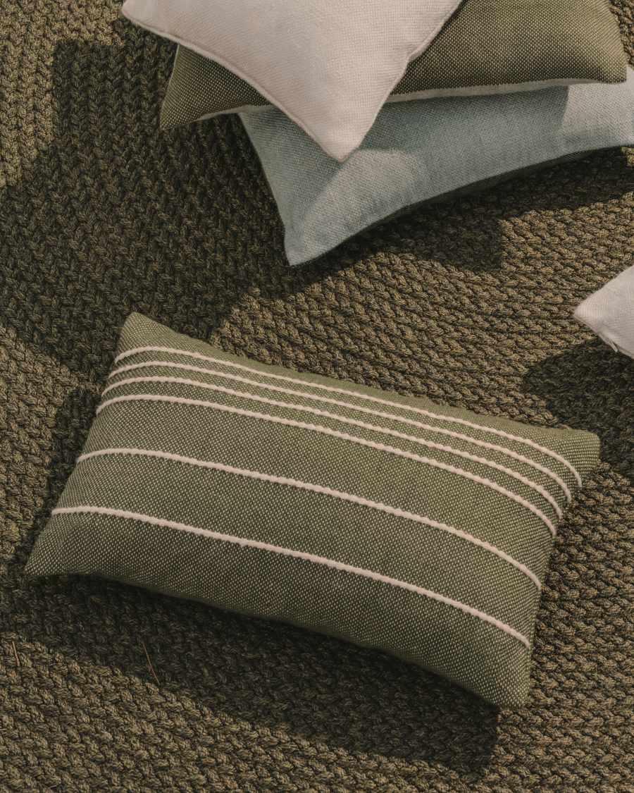 Housse de coussin Polp 100% PET vert à rayures 30 x 50 cm