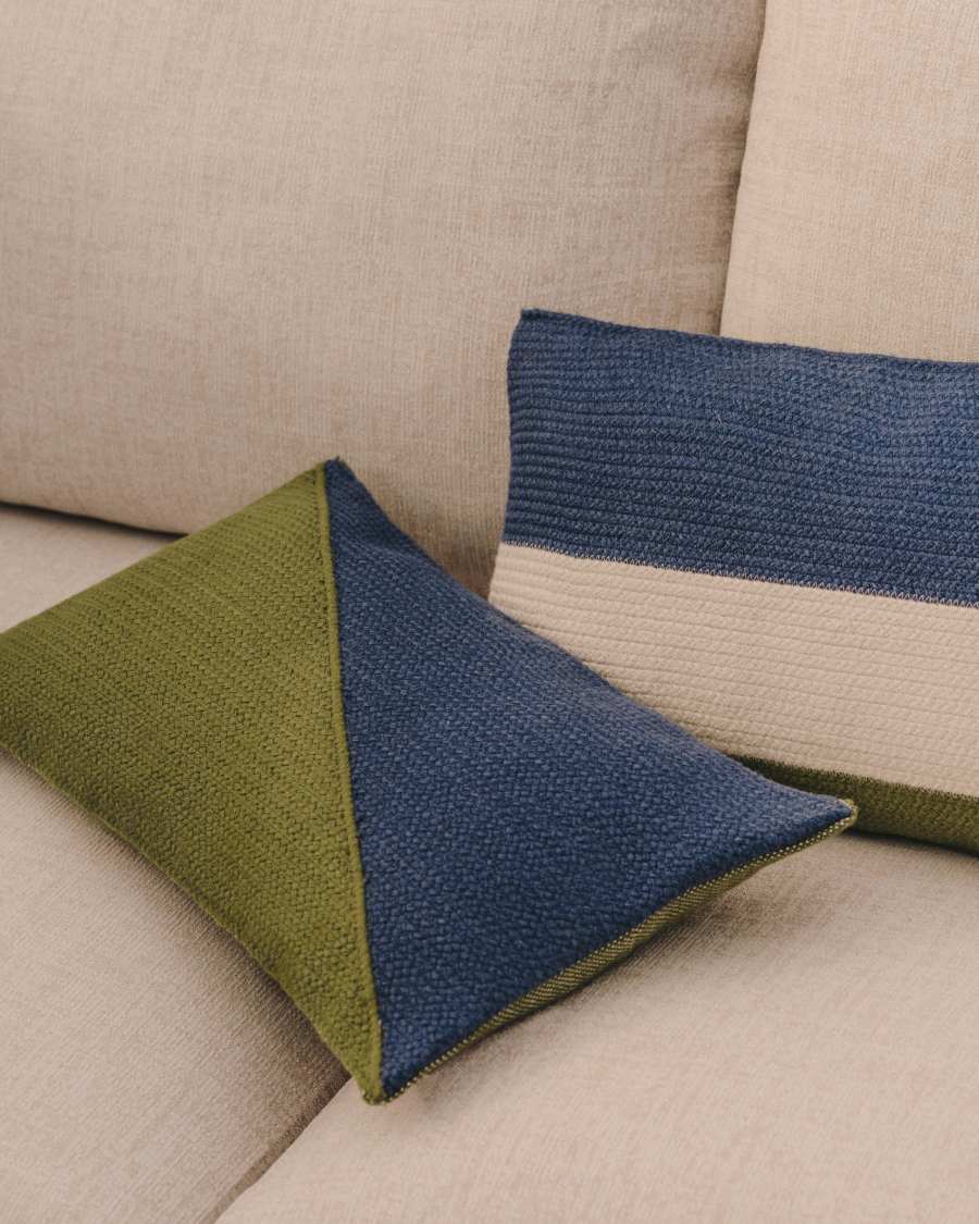 Saigua Kissenbezug 100 % PET diagonal gestreift grün blau 30 x 50 cm