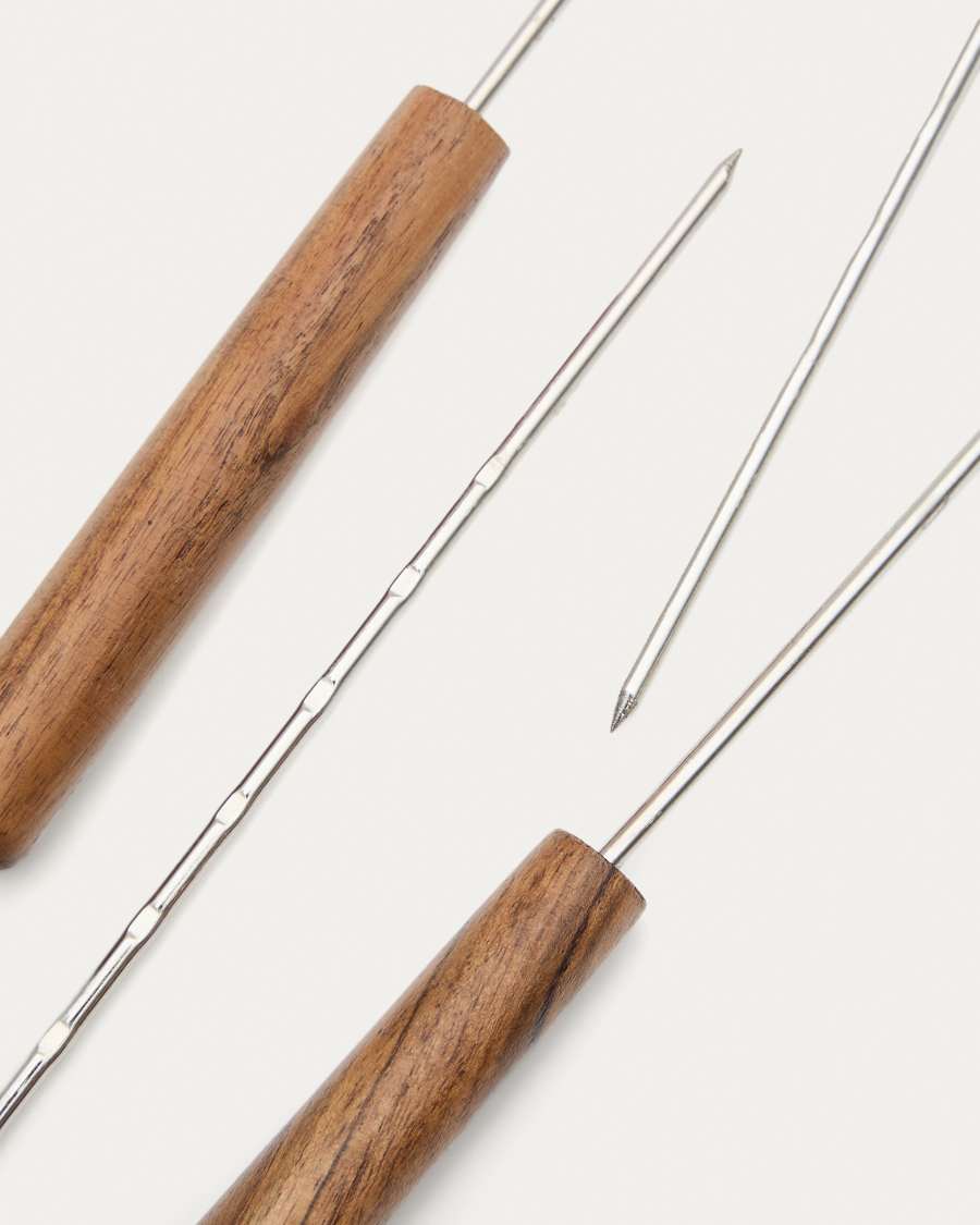 Set of 4 Idrom brochettes made of acacia wood and metal FSC 100%