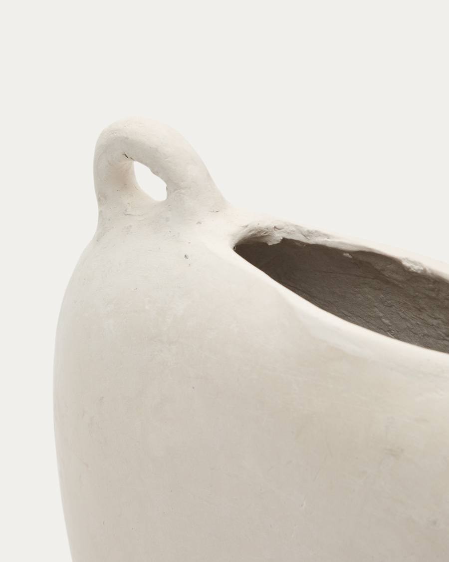 Vase Neti aus weißem Pappmaché 37 cm