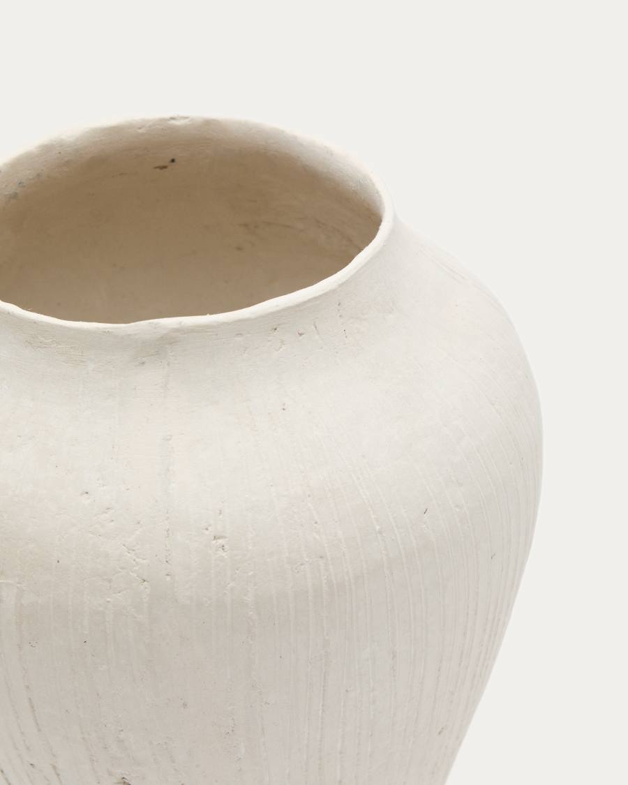 Vase Anse aus weißem Pappmaché 22 cm