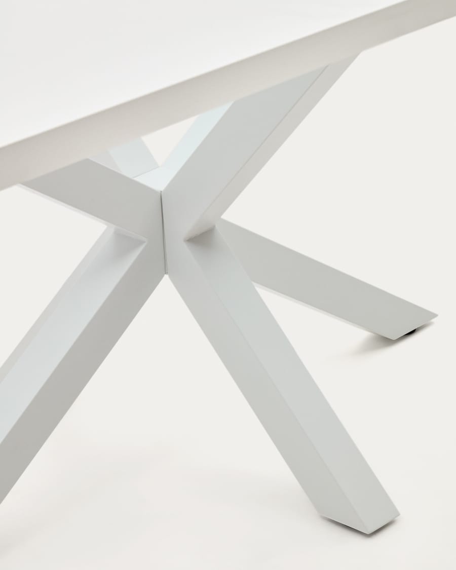 Argo table in melamine with black finish and steel legs with white finish 160 x 100 cm