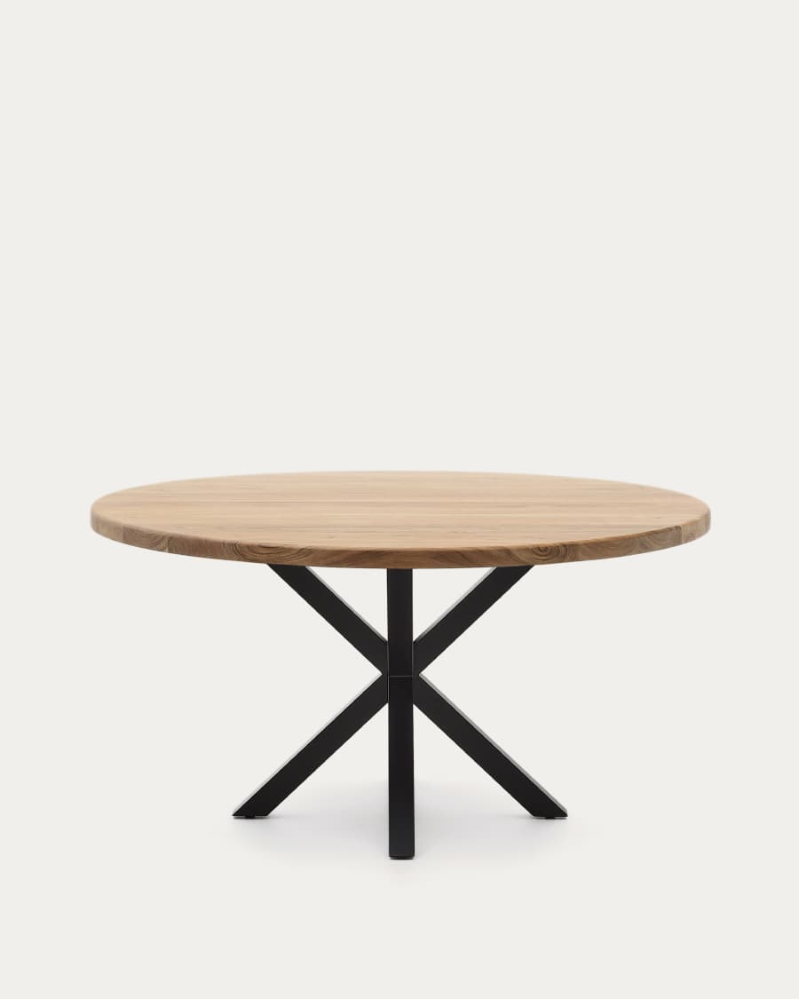 Round table Argo in solid acacia wood and steel legs with black finish Ø 150 cm