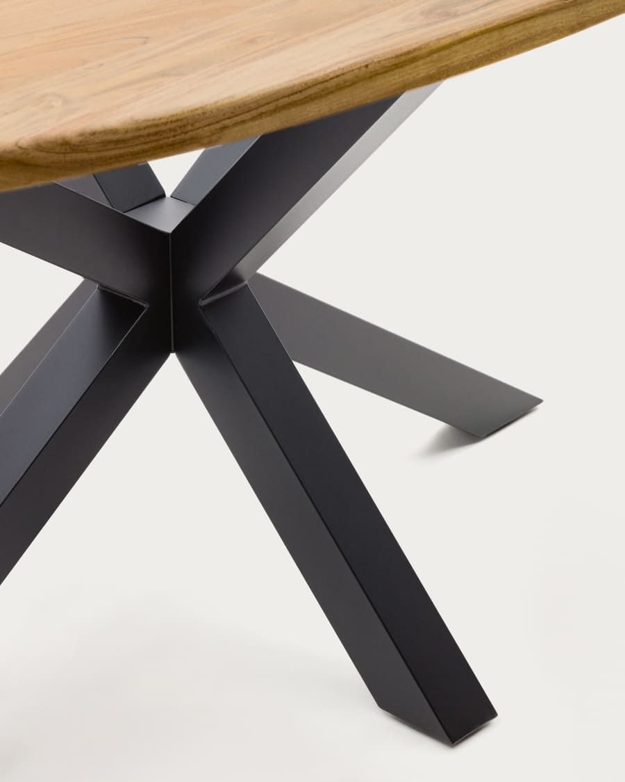Argo oval table in solid acacia wood and steel legs with black finish Ø 200 x 100 cm