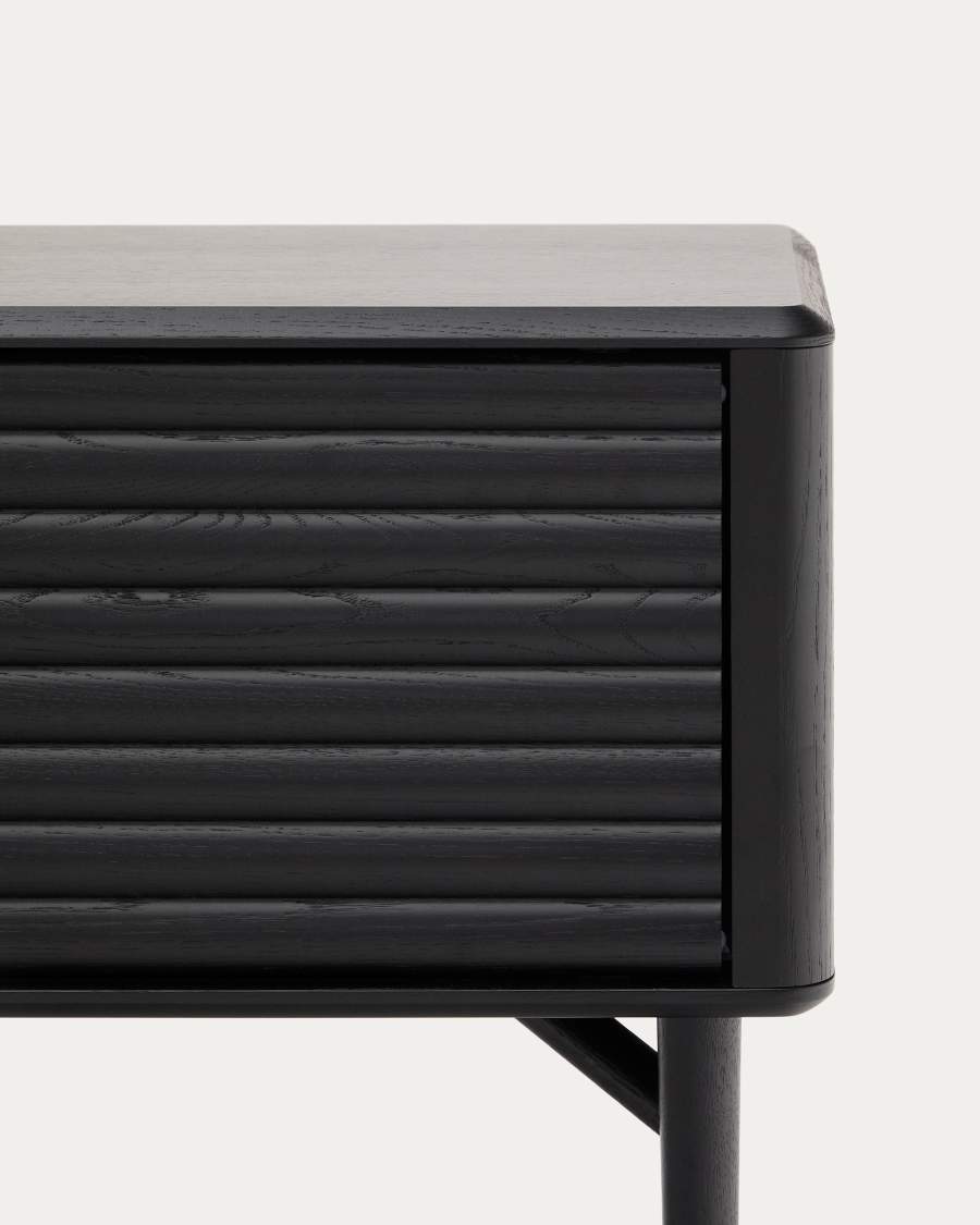 Lenon TV cabinet, 2 doors in solid wood and black oak veneer 200x57 cm FSC Mix Credit