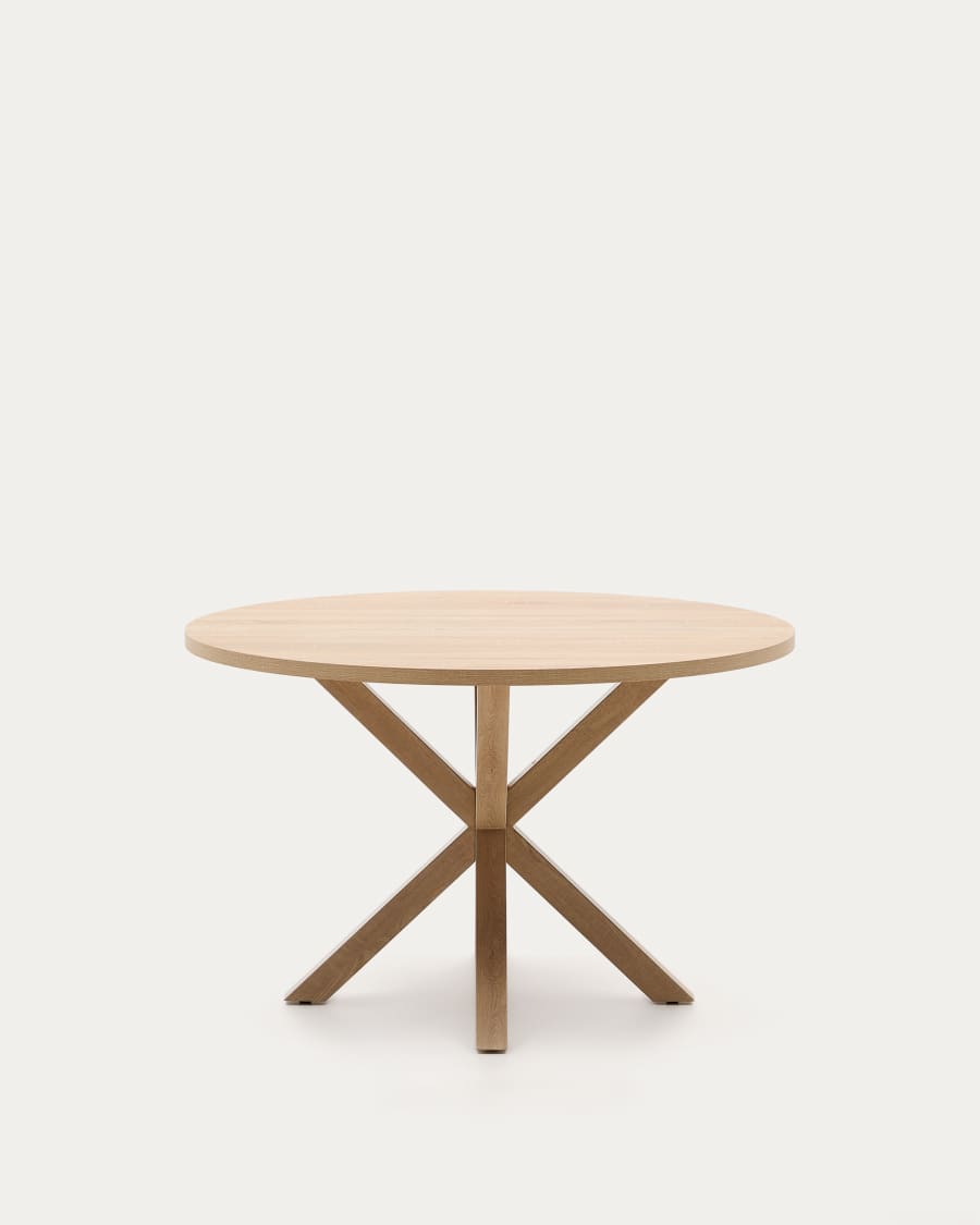 Argo round table in melamine with natural finish and wood-effect steel legs Ø 120 cm