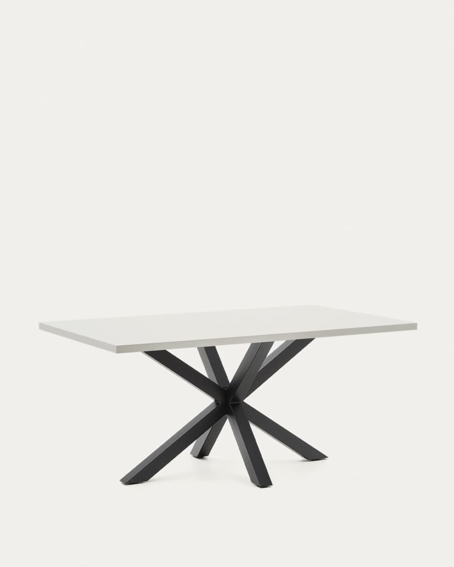 Argo table in melamine with white finish and steel legs with black finish 160 x 100 cm
