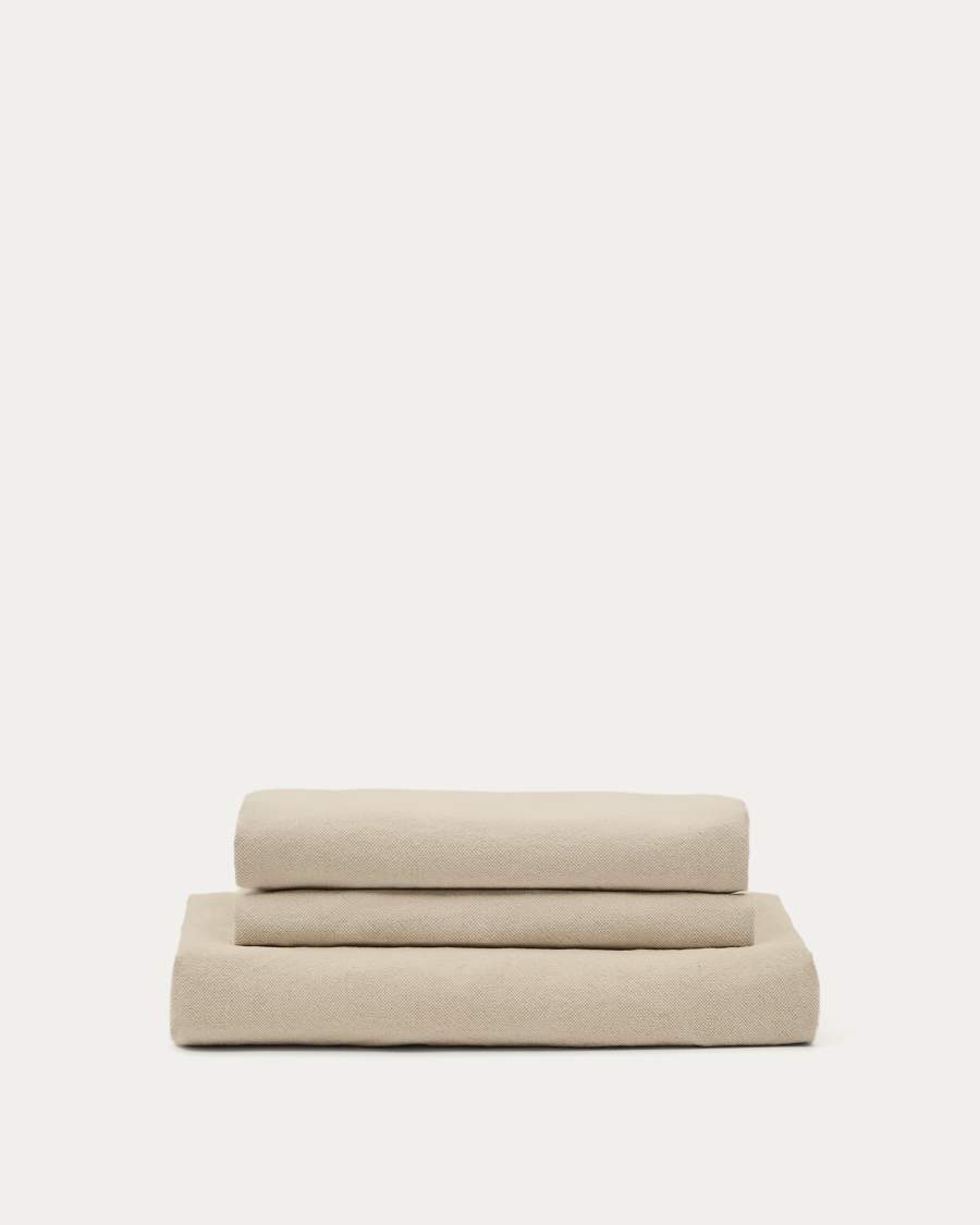 Nora 4-seater sofa cover in taupe linen and cotton