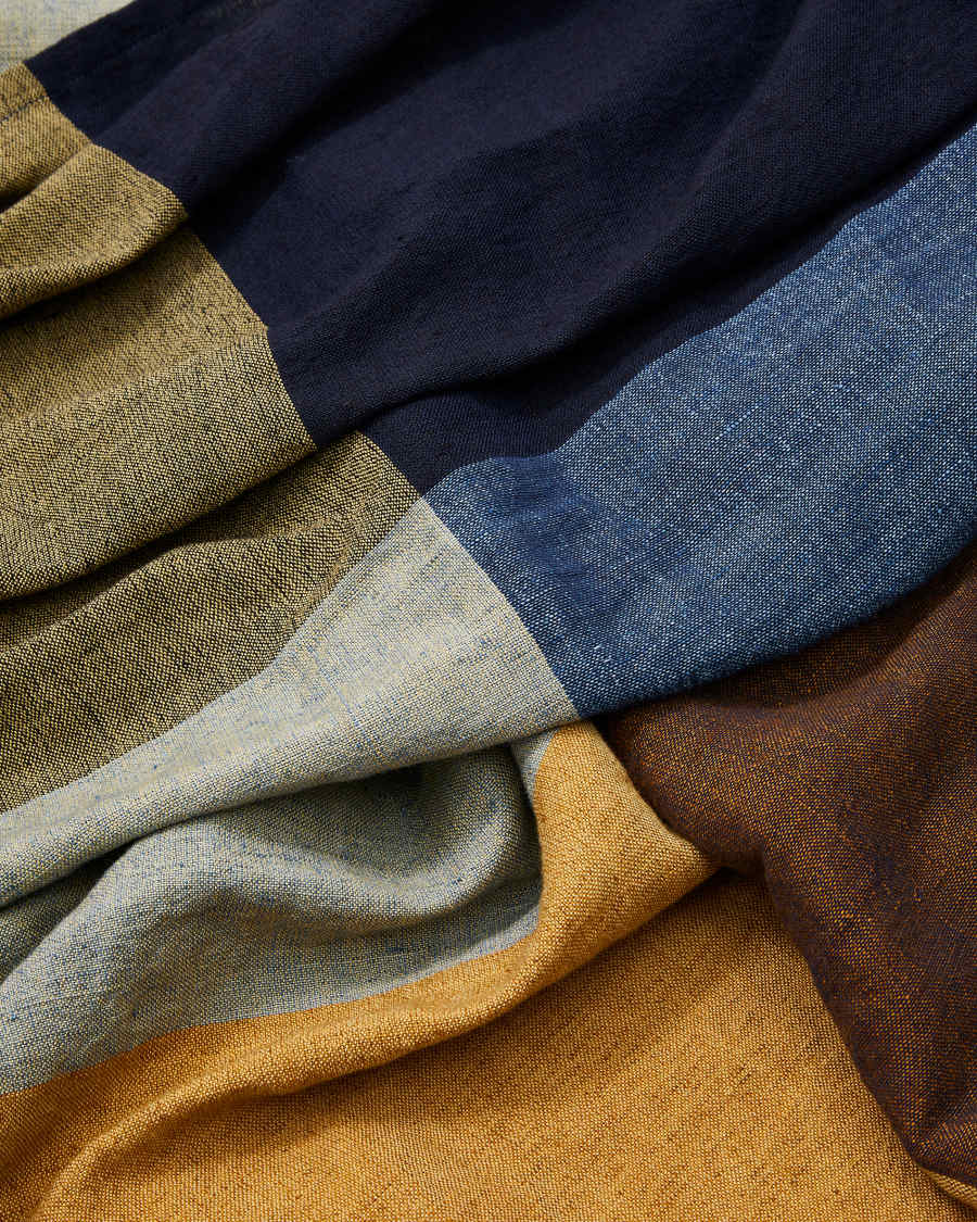 Sater multi-coloured, checked linen and cotton blanket, 130 x 170 cm