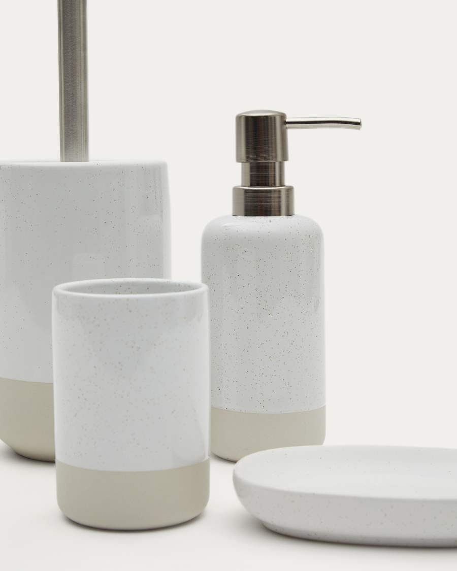 Selis Toilettenbürste aus Steingut in Weiß und Beige