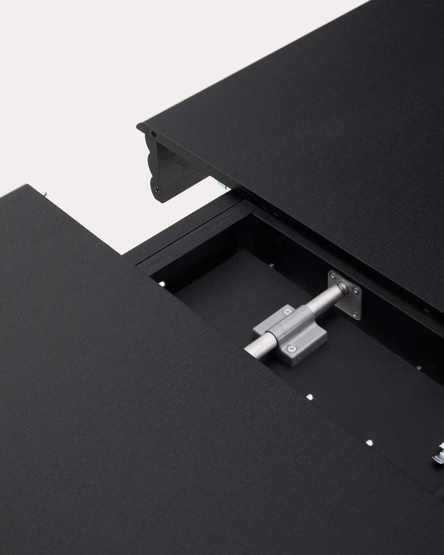 Taula extensible Lenon de xapa i fusta massissa de roure negre 200(280)x90cm FSC Mix Credit