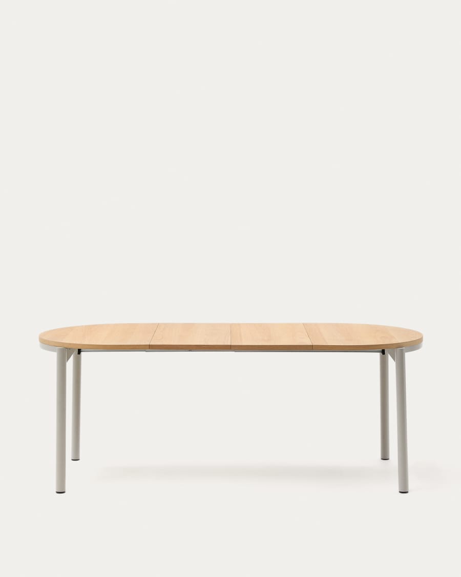 Επεκτεινόμενο τραπέζι Montuiri καπλαμά δρυός και ατσάλινα πόδια γκρι φινίρισμα 120(200) x 90cm