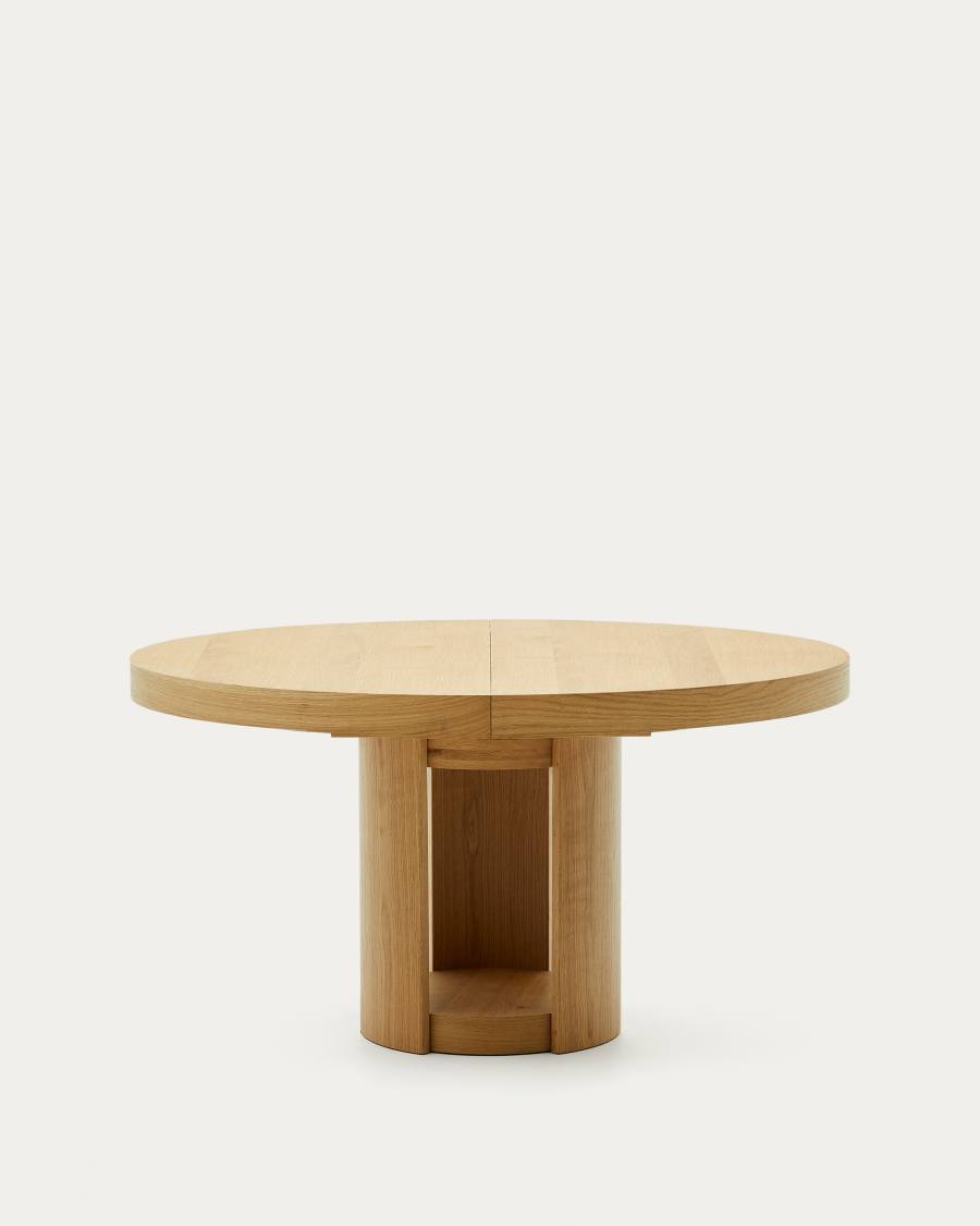 Tavolo rotondo allungabile Artis in legno massiccio e impiallacciatura in rovere FSC 100% 150 (200) x 80 cm