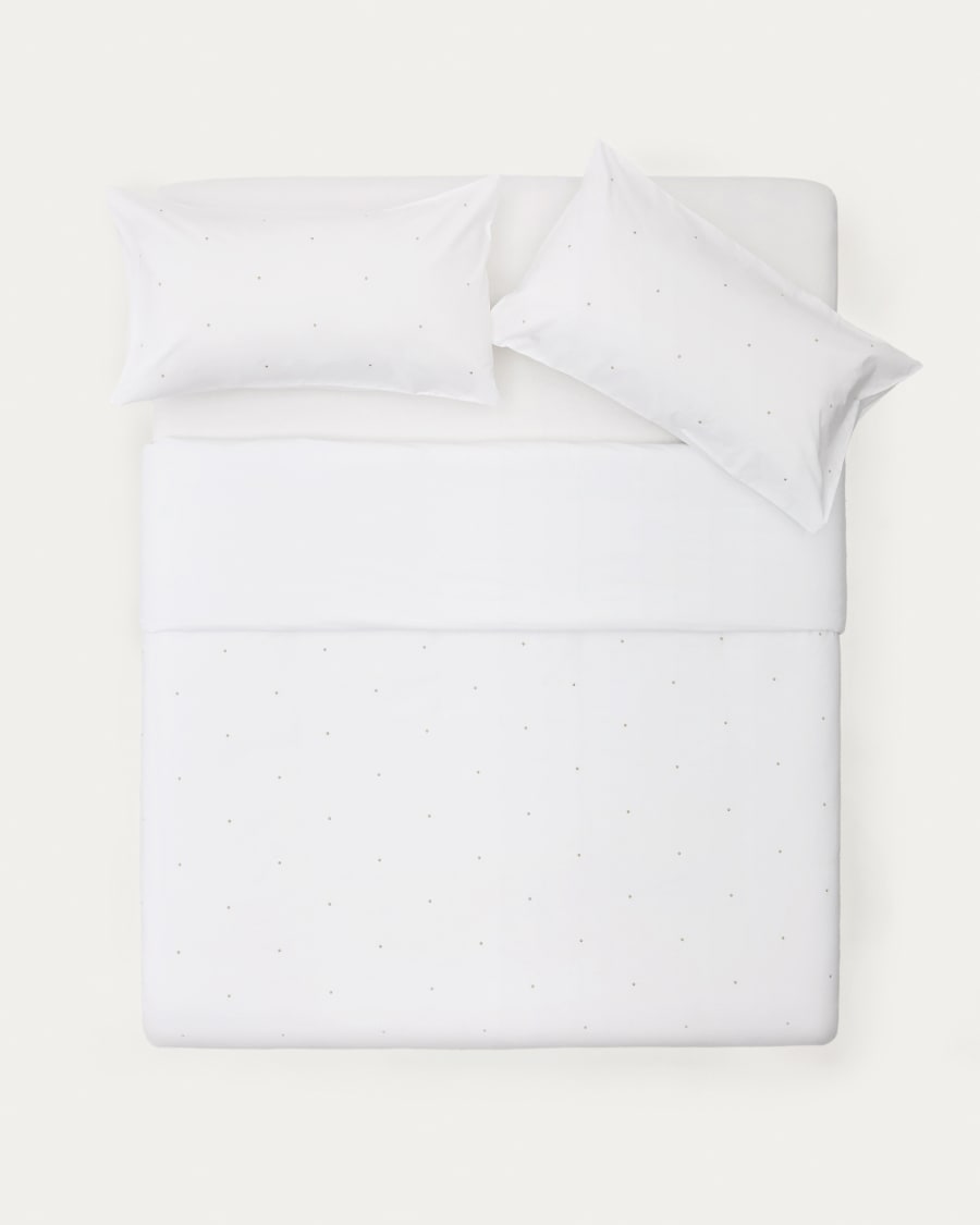 Set Sontag copripiumino e federa di cotone percalle bianco con ricamo per letto 150 cm