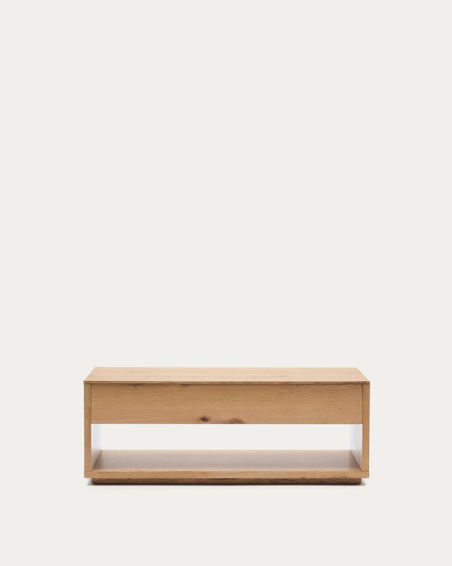 Alguema raisable coffee table in oak veneer with natural finish 120 x 60 cm