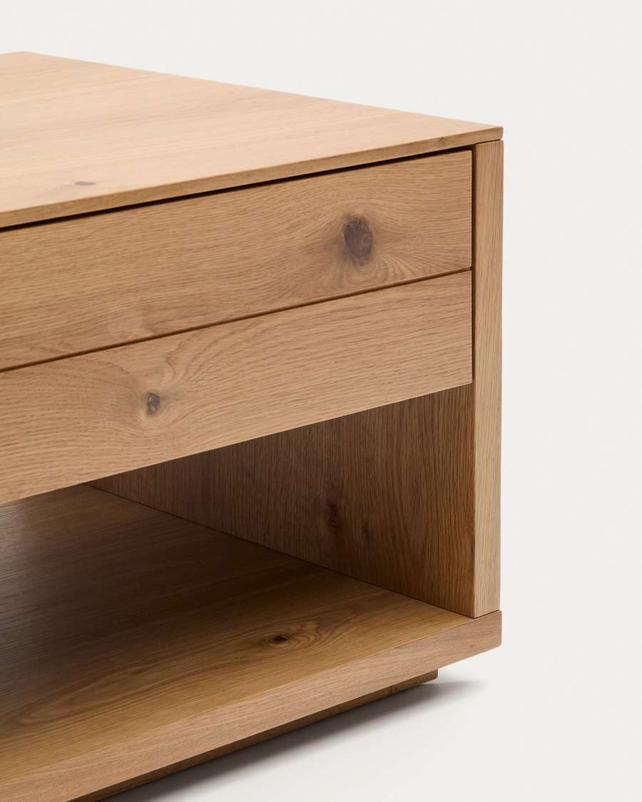Table basse Alguema 2 tiroirs en placage de chêne finition naturelle 140 x 60 cm