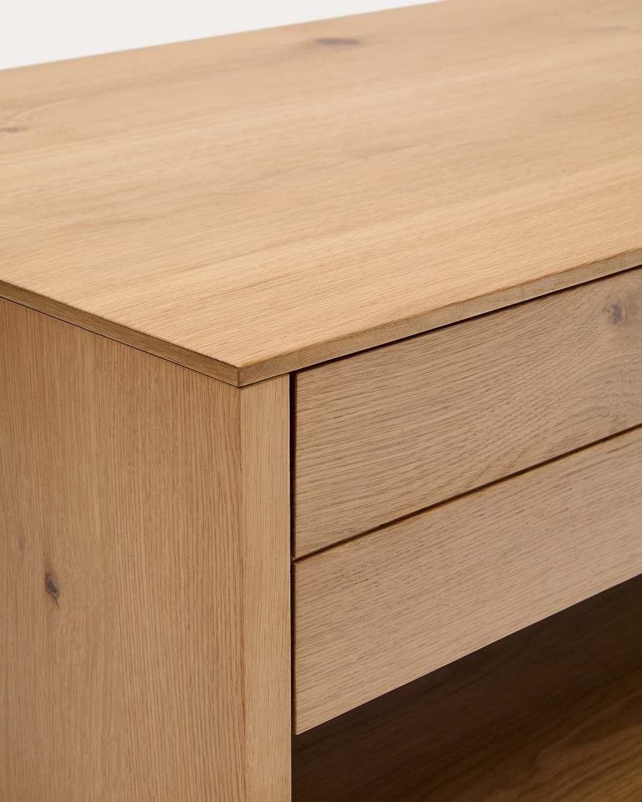 Table basse Alguema 2 tiroirs en placage de chêne finition naturelle 140 x 60 cm