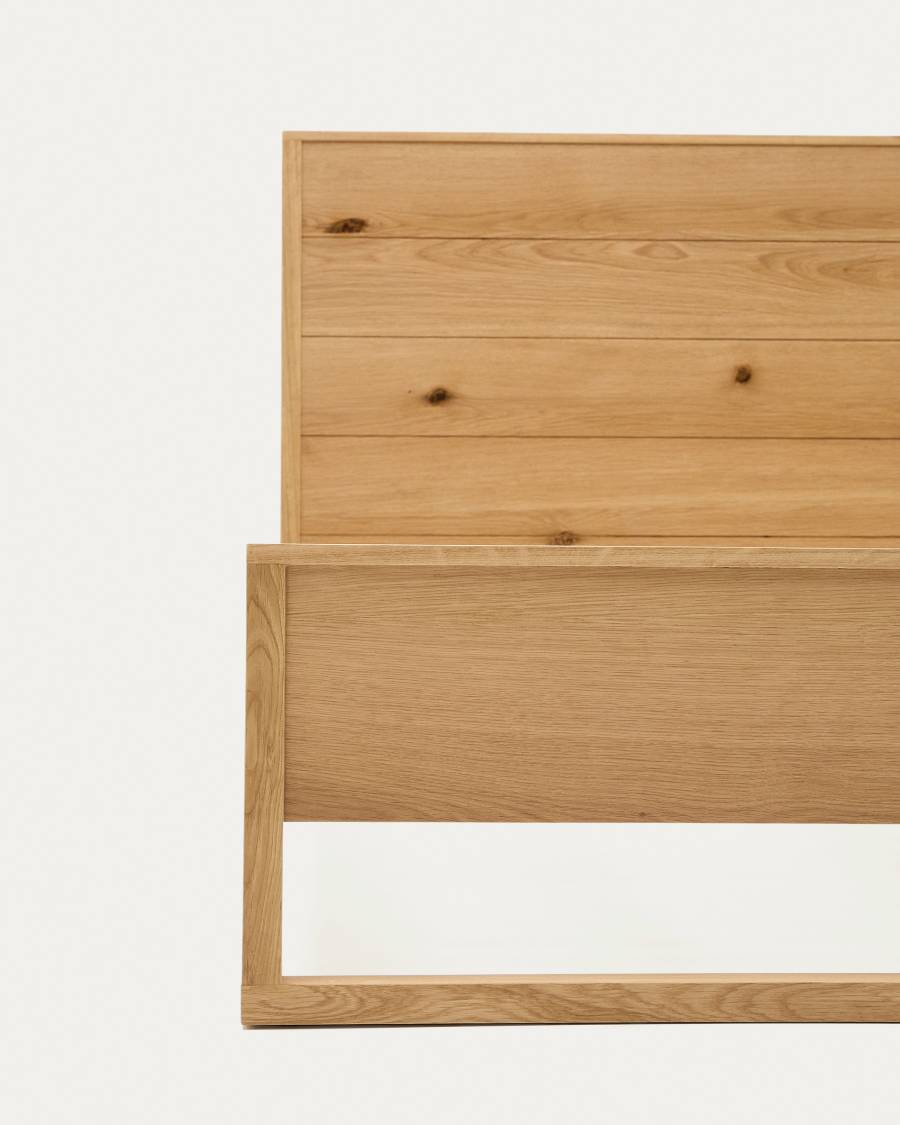 Alguema bed in oak veneer with natural finish for 160 x 200cm mattress