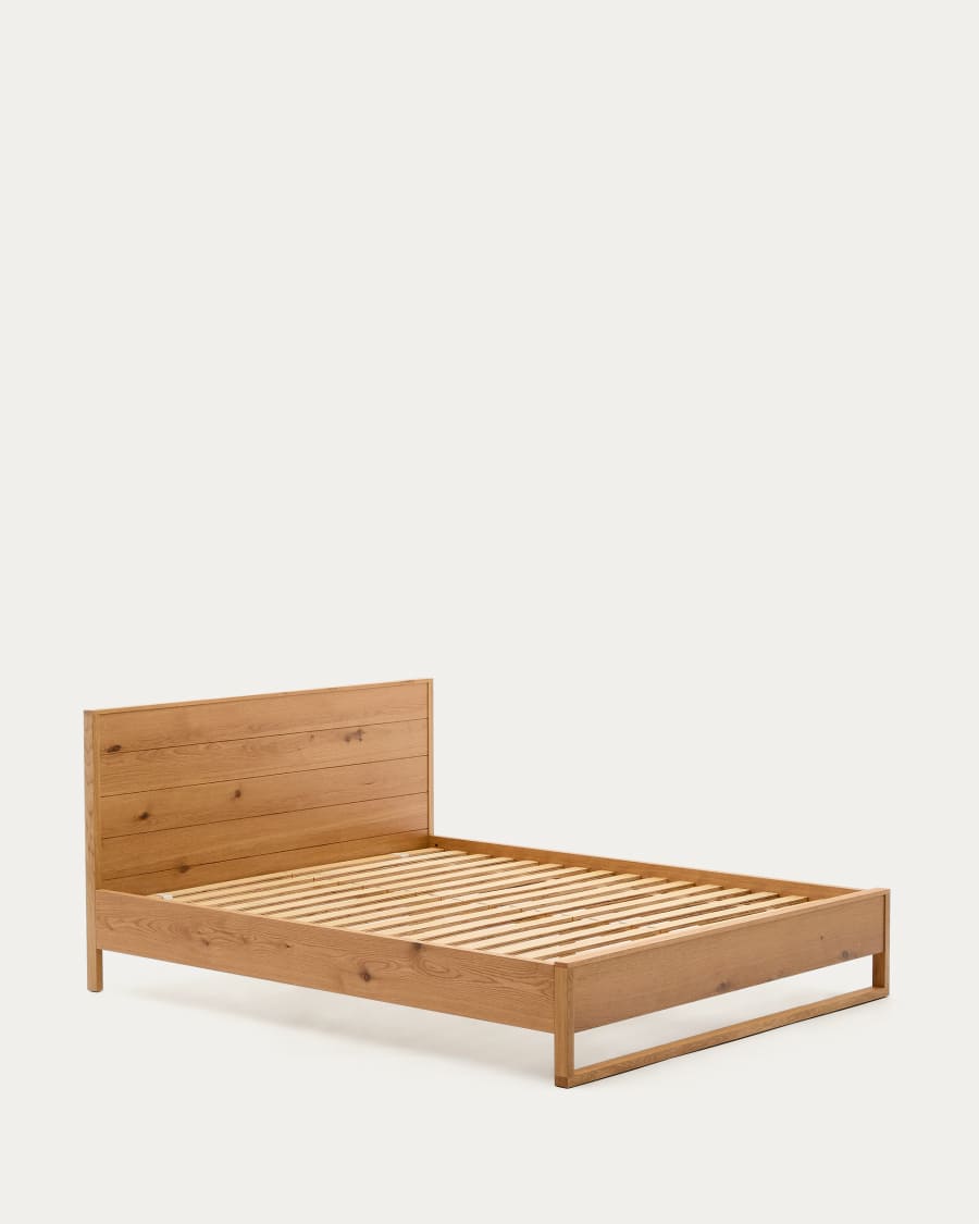 Alguema bed in oak veneer with natural finish for 160 x 200cm mattress