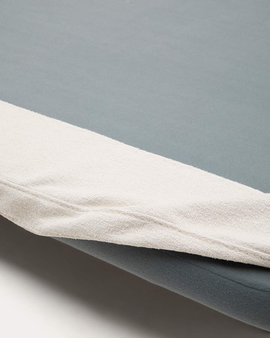 Cadre de lit déhoussable Odum en tissu micro bouclette beige et pieds en bois de hêtre 90 x 200 cm FSC Mix Credit