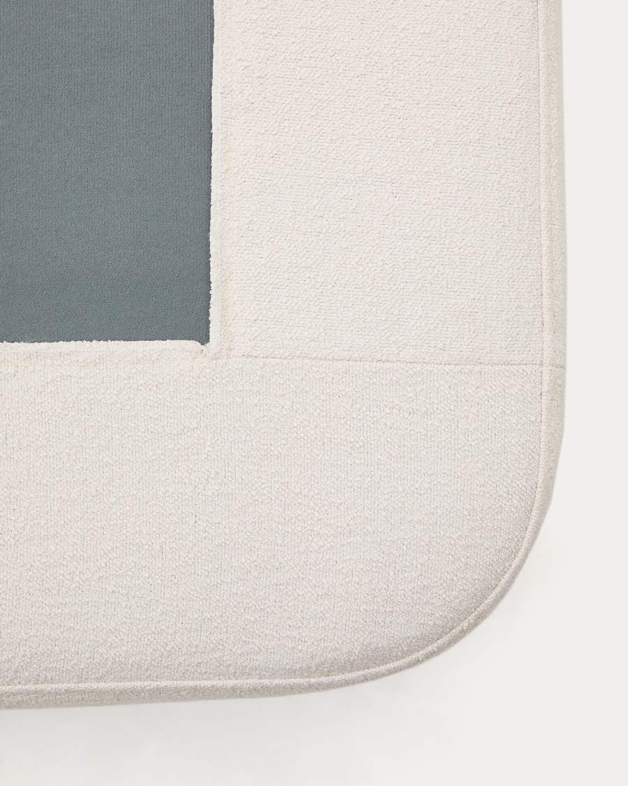 Cadre de lit déhoussable Odum en tissu micro bouclette beige et pieds en bois de hêtre 90 x 200 cm FSC Mix Credit