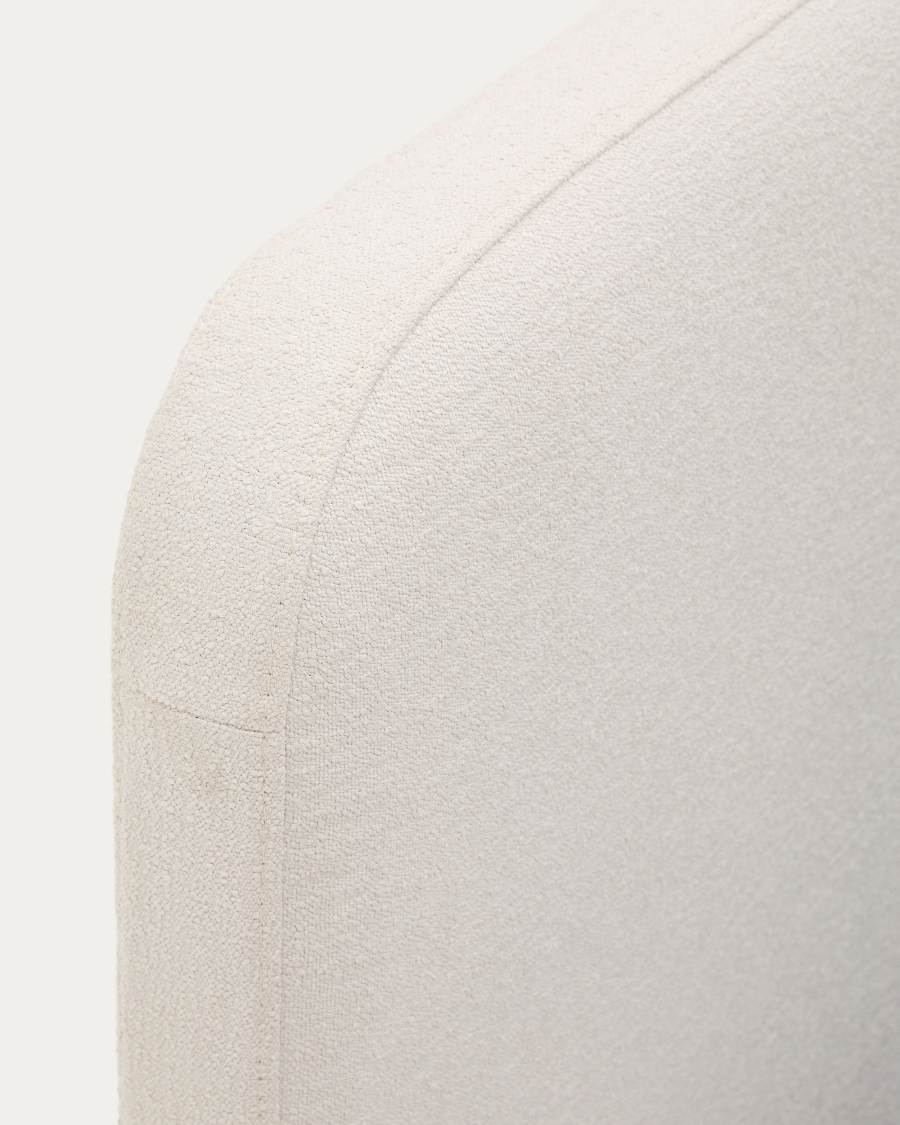 Cadre de lit déhoussable Odum en tissu micro bouclette beige et pieds en bois de hêtre 90 x 200 cm FSC Mix Credit