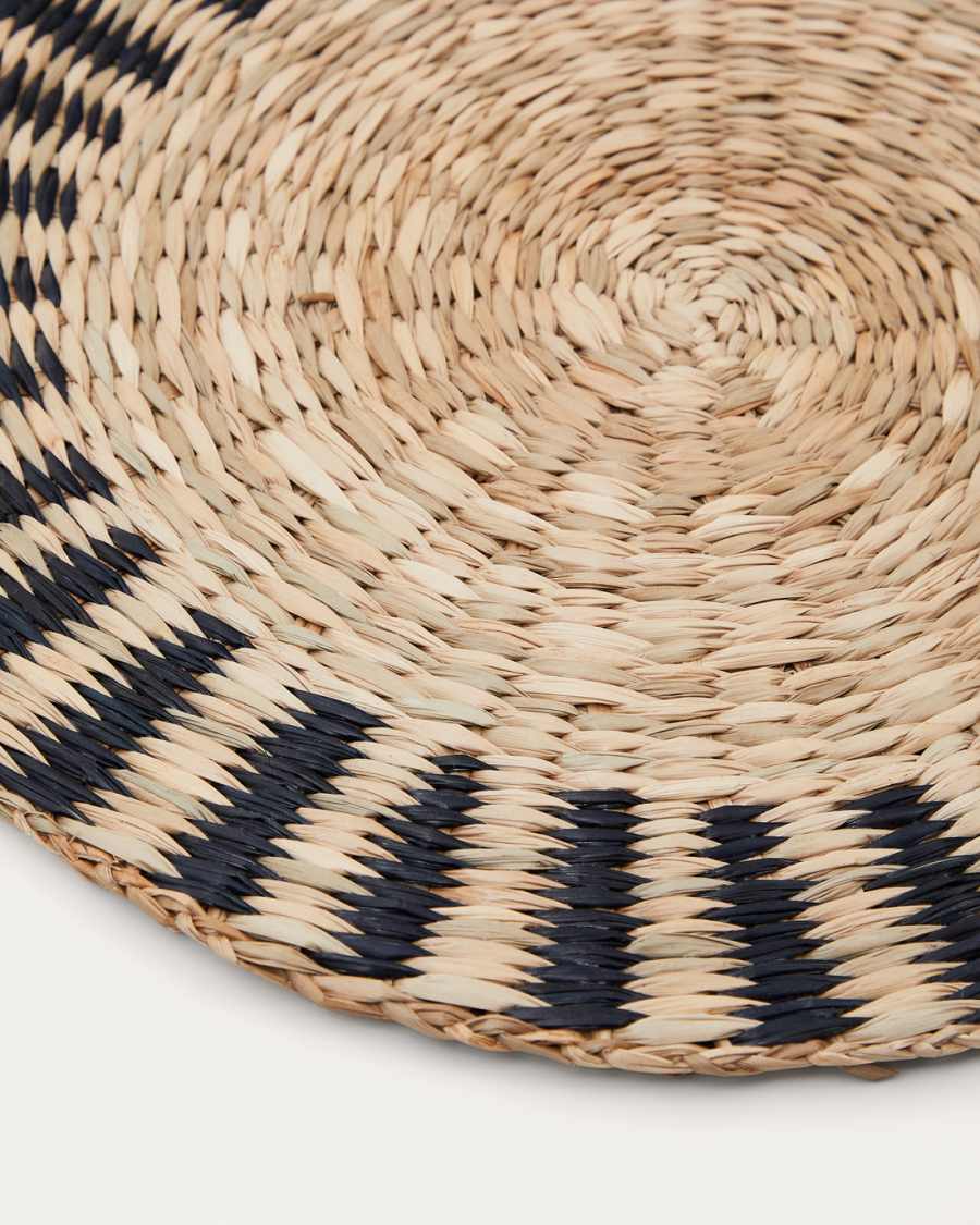 Ensemble Arta de 2 sets de table en fibres naturelles, finition naturelle et noire Ø35 cm