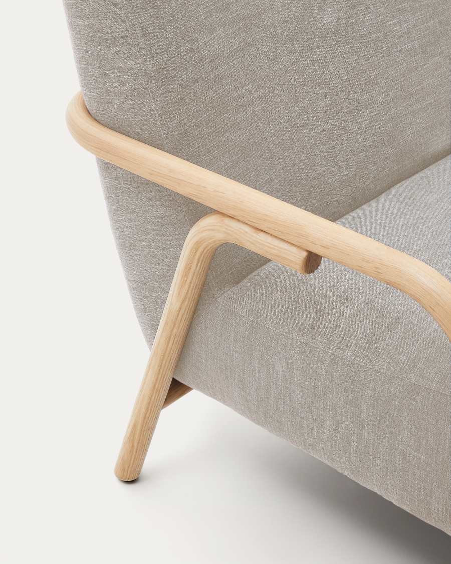 Sylo beige armchair made from solid ash wood, FSC 100%