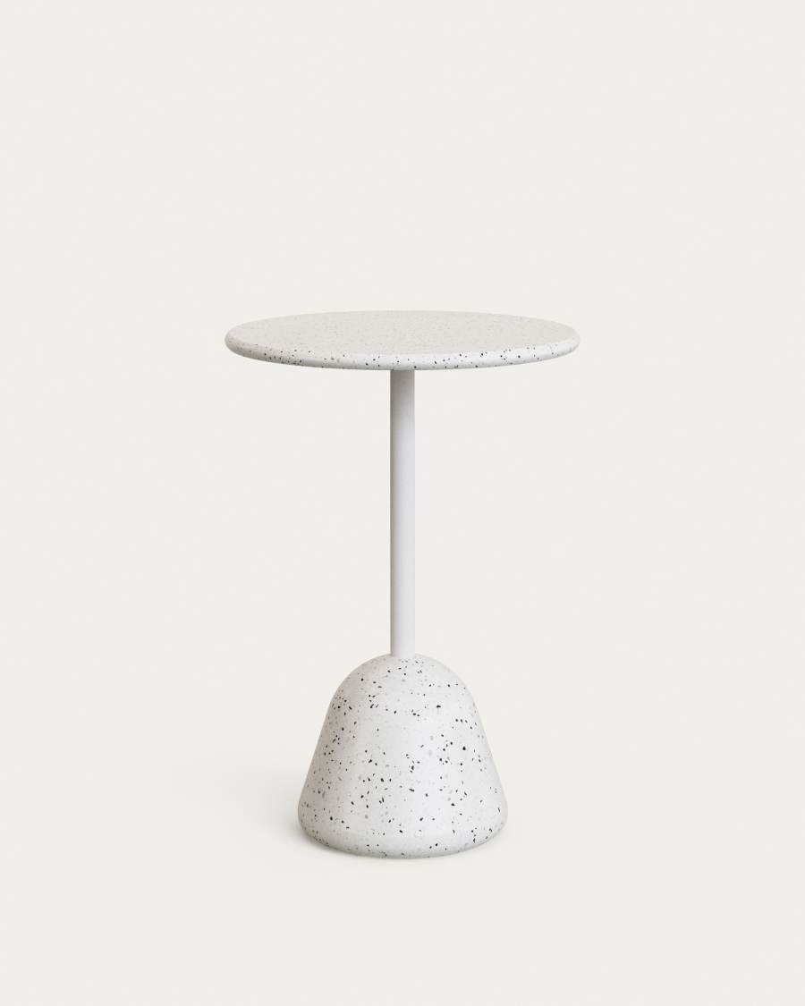 Saura high bar table with white terrazzo base and white terrazzo top Ø70 x 99 cm
