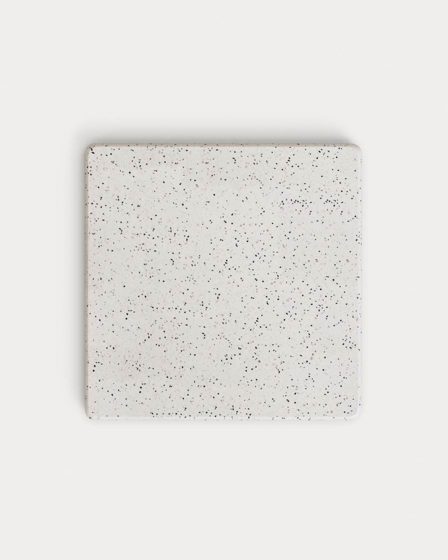 Taula alta de bar Saura de terratzo blanc amb sobre de terratzo blanc 95 x 70 x 70 cm