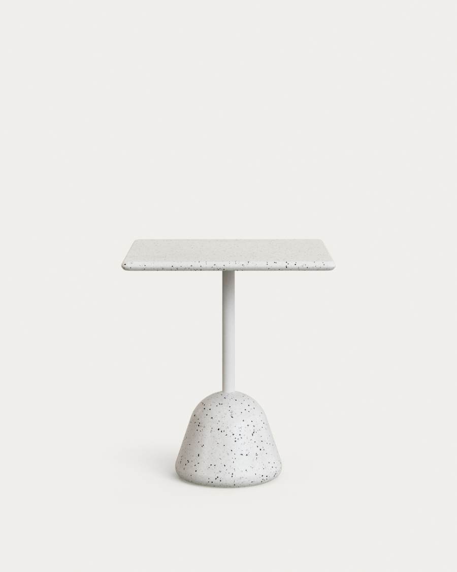 Saura table with white terrazzo top and white terrazzo base 70x70x75 cm