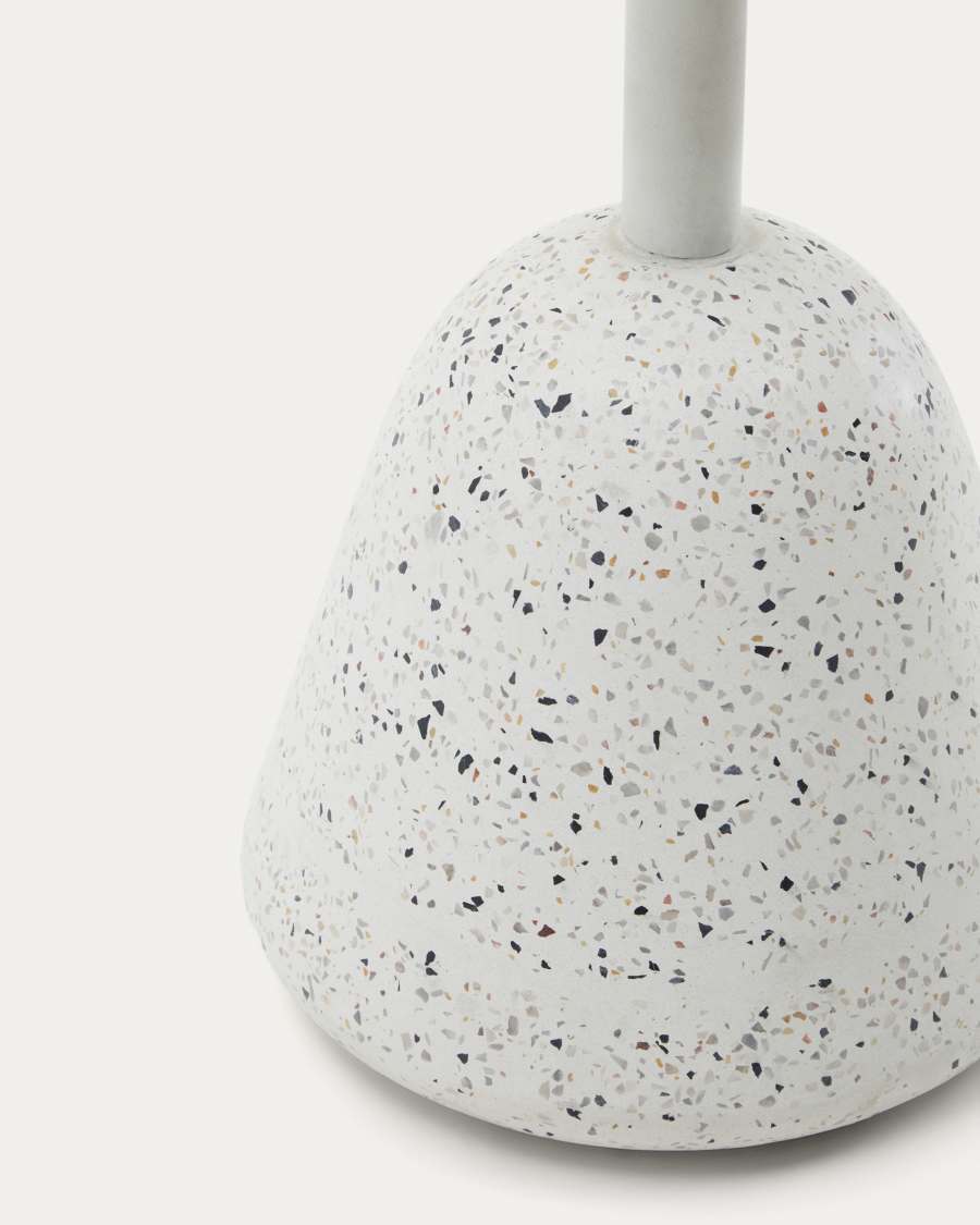 Saura Couchtisch weiße Terrazzo-Platte natürliches Akazienholz 32 x Ø55 cm