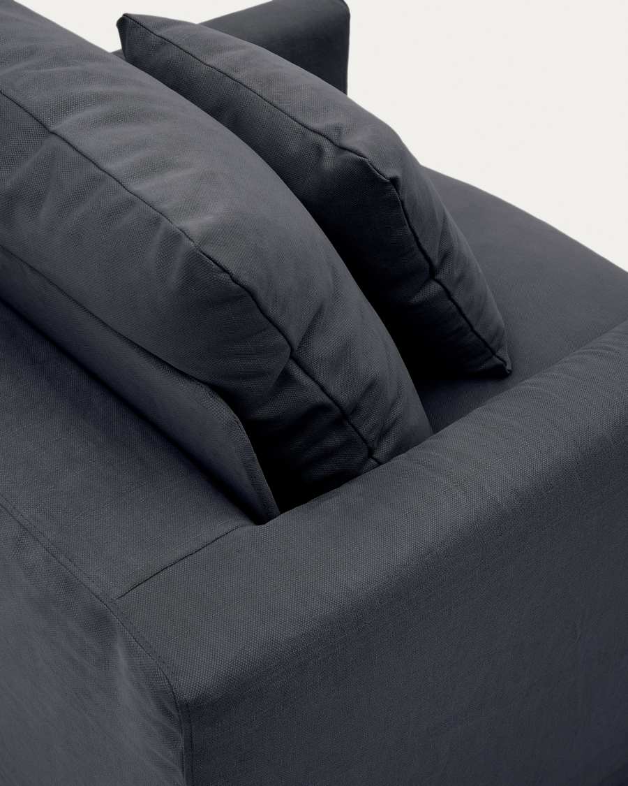 Nora armchair with removable cover with linen and cotton cushion in anthracite grey 92cm