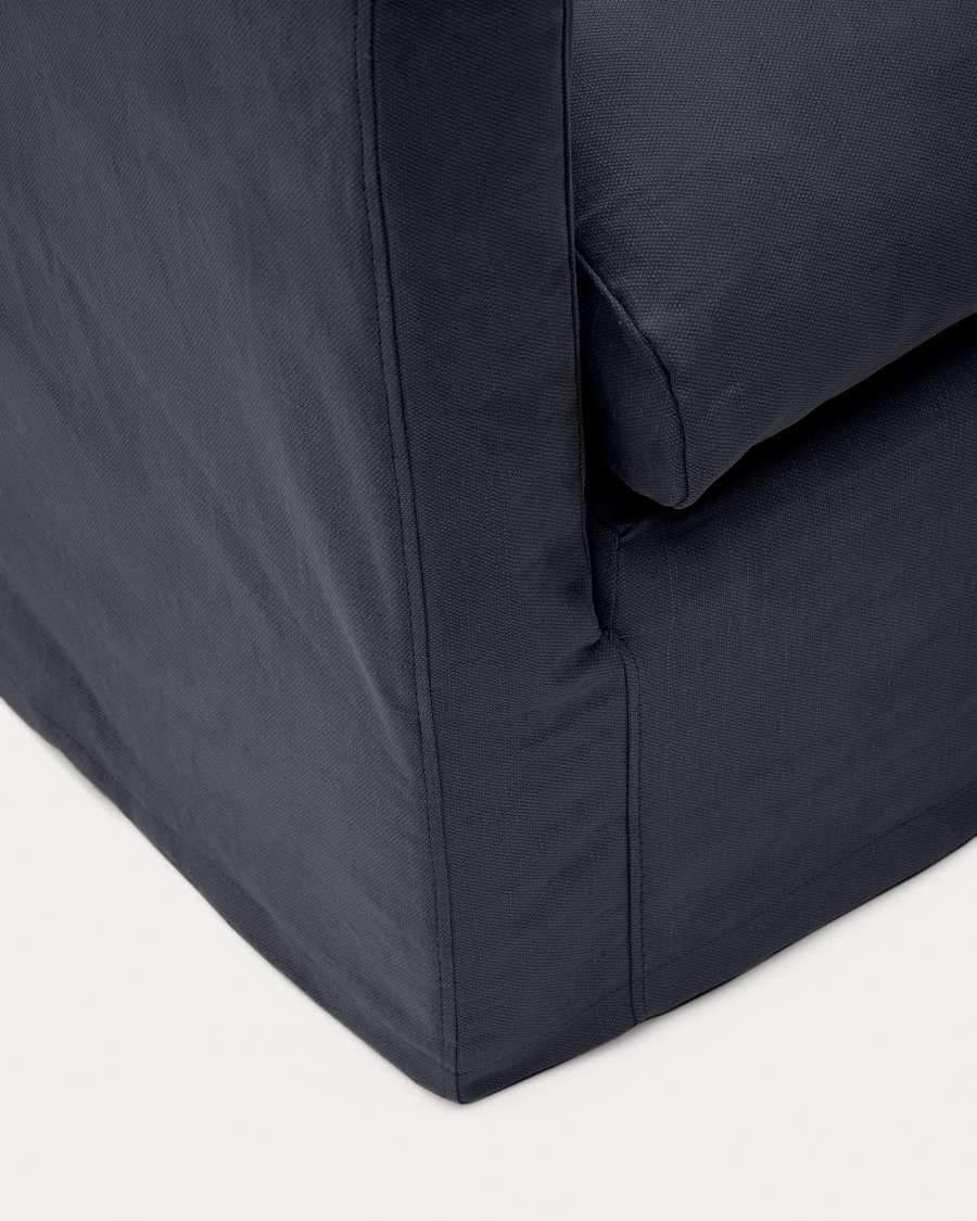 Nora armchair with removable cover with linen and cotton cushion in anthracite grey 92cm