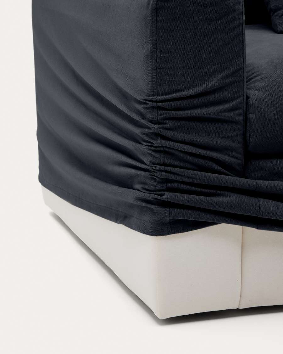 Nora 3-seater sofa with removable cover with linen and cotton cushions in anthracite grey 240cm