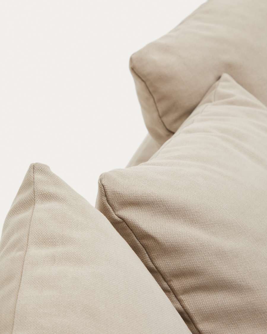 Nora 3-seater sofa with removable cover with linen and cotton cushions in taupe 240cm