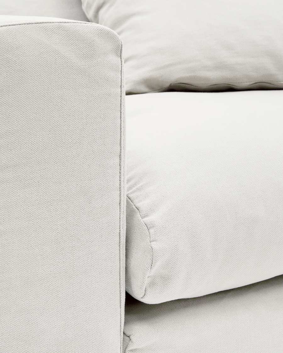 Nora 4-seater sofa with removable cover with linen and cotton cushions in ecru 340cm