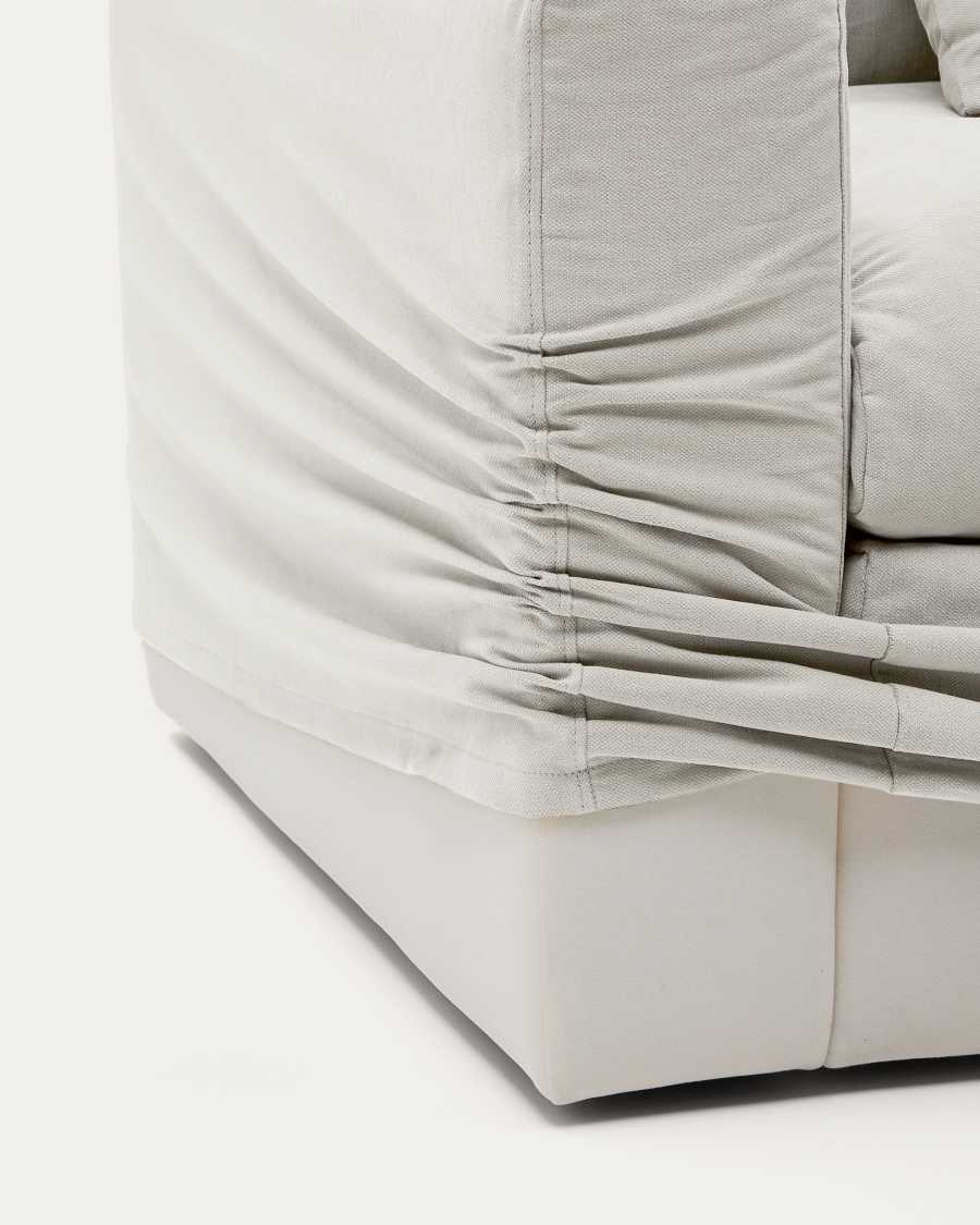 Nora 4-seater sofa with removable cover with linen and cotton cushions in ecru 340cm