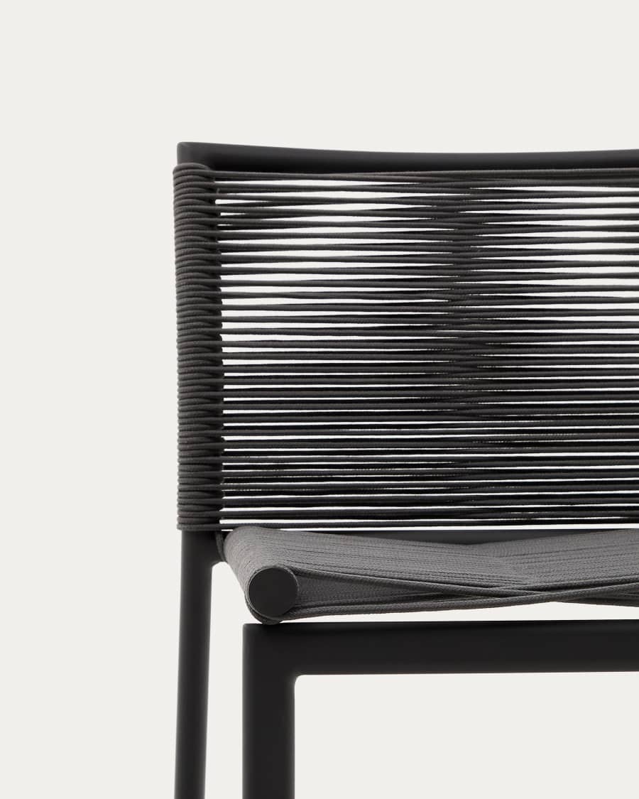 Culip outdoor stool made of rope cord and grey aluminum 65 cm