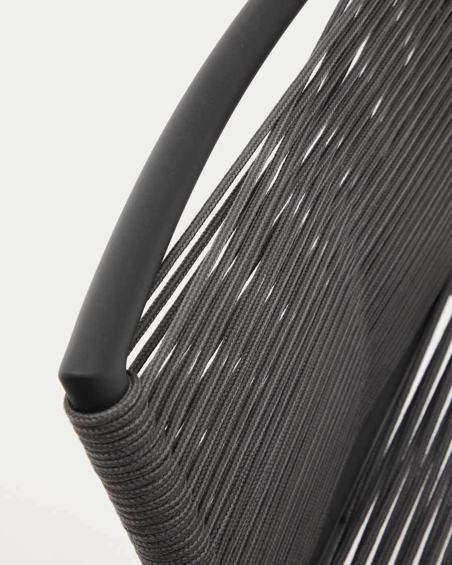 Culip outdoor stool made of rope cord and grey aluminum 65 cm