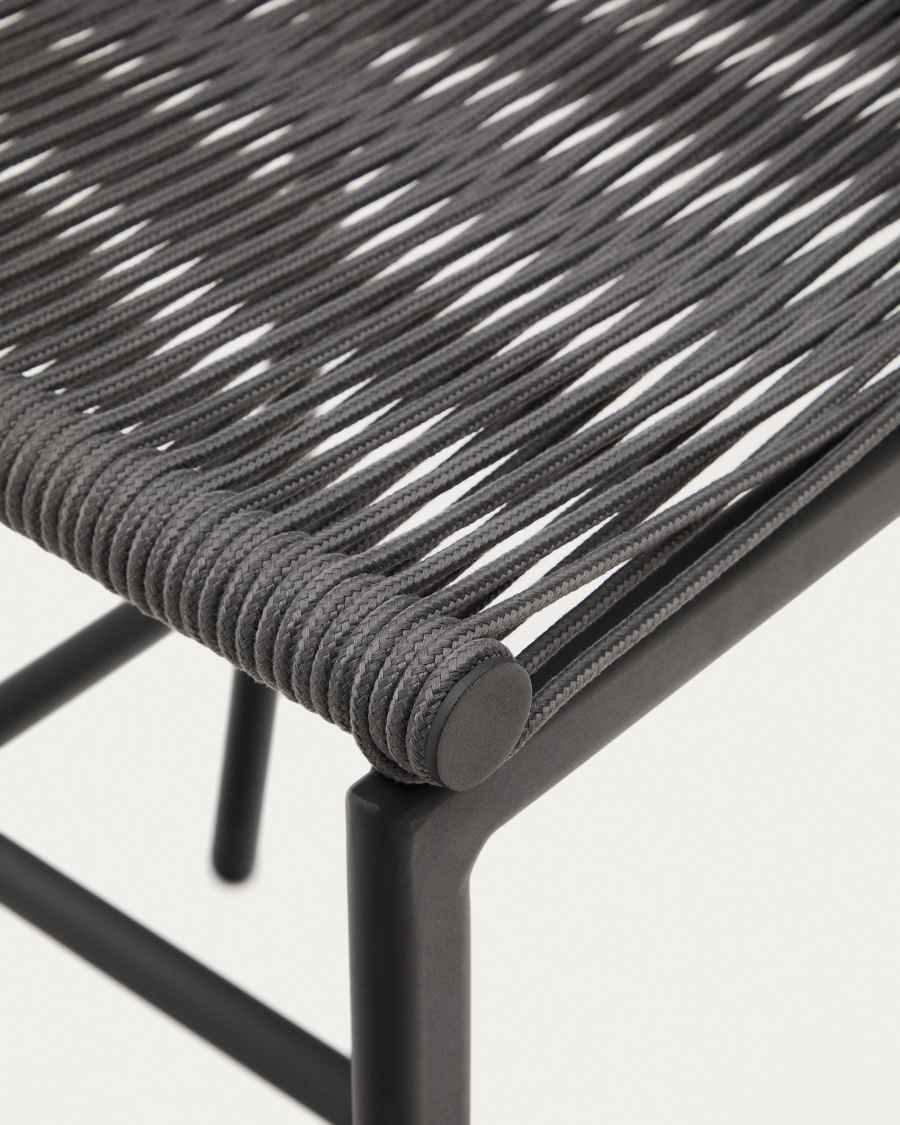 Culip outdoor stool made of rope cord and grey aluminum 65 cm