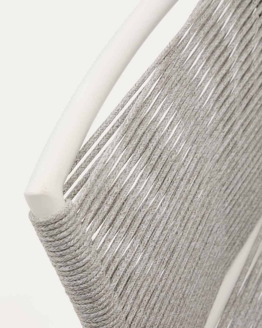 Culip outdoor stool made of rope cord and white aluminium, 65 cm