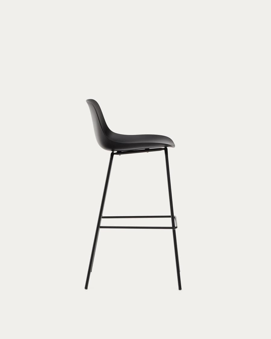 Altea black stool with black-finished steel legs 75 cm