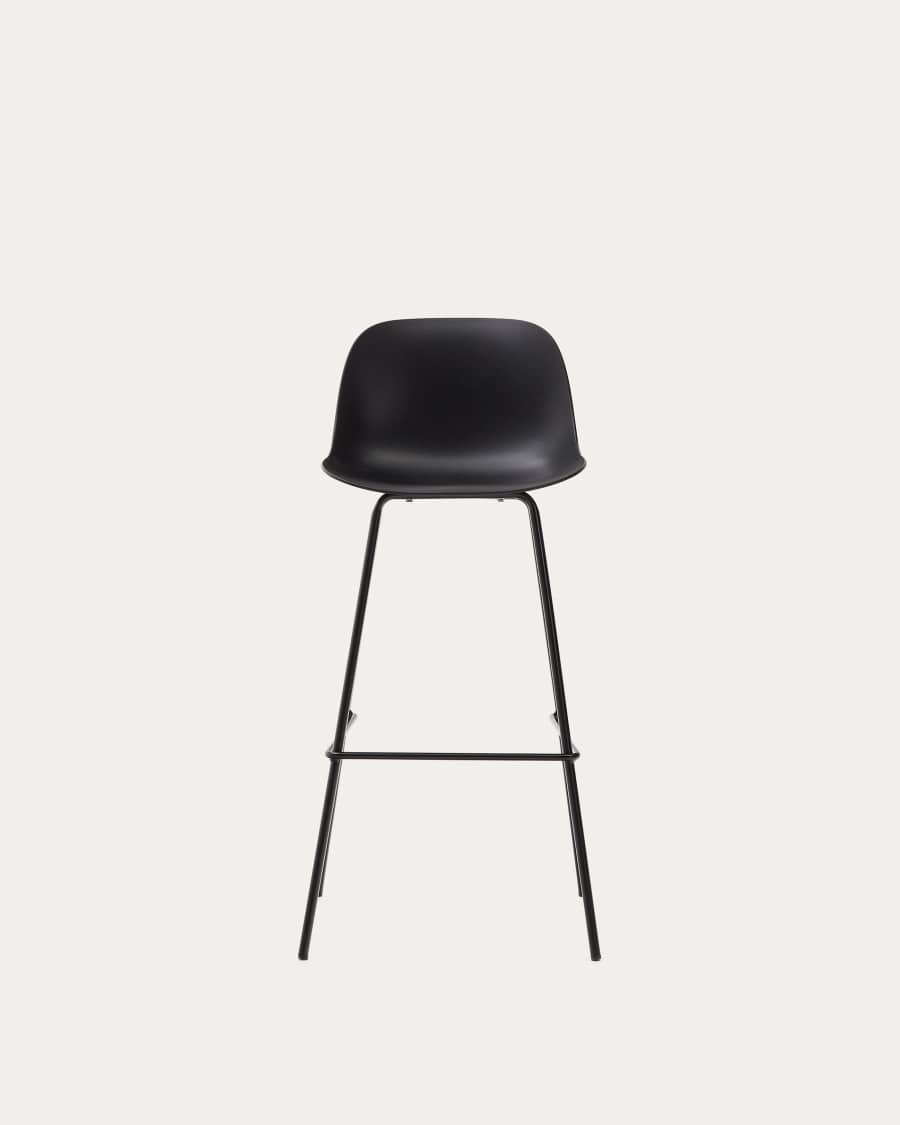 Altea black stool with black-finished steel legs 75 cm