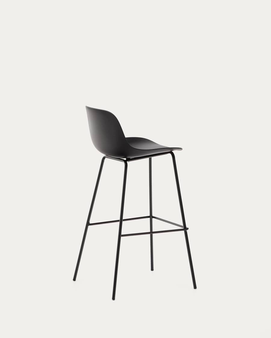 Altea black stool with black-finished steel legs 75 cm