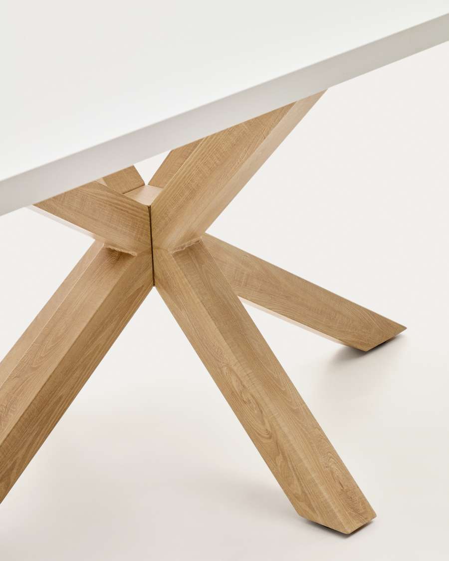 Argo table in melamine with white finish and wood-effect steel legs 180 x 100 cm