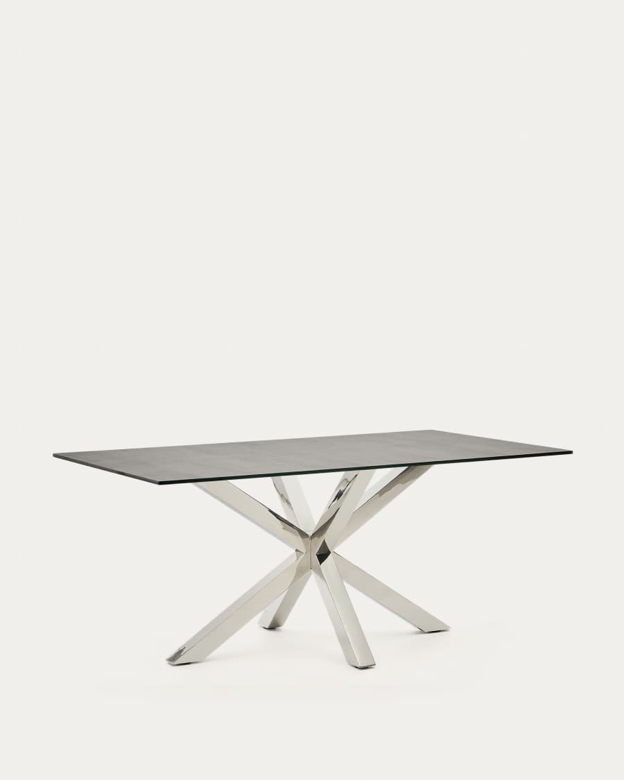 Argo table in Iron Moss porcelain and stainless steel legs, 160 x 90 cm