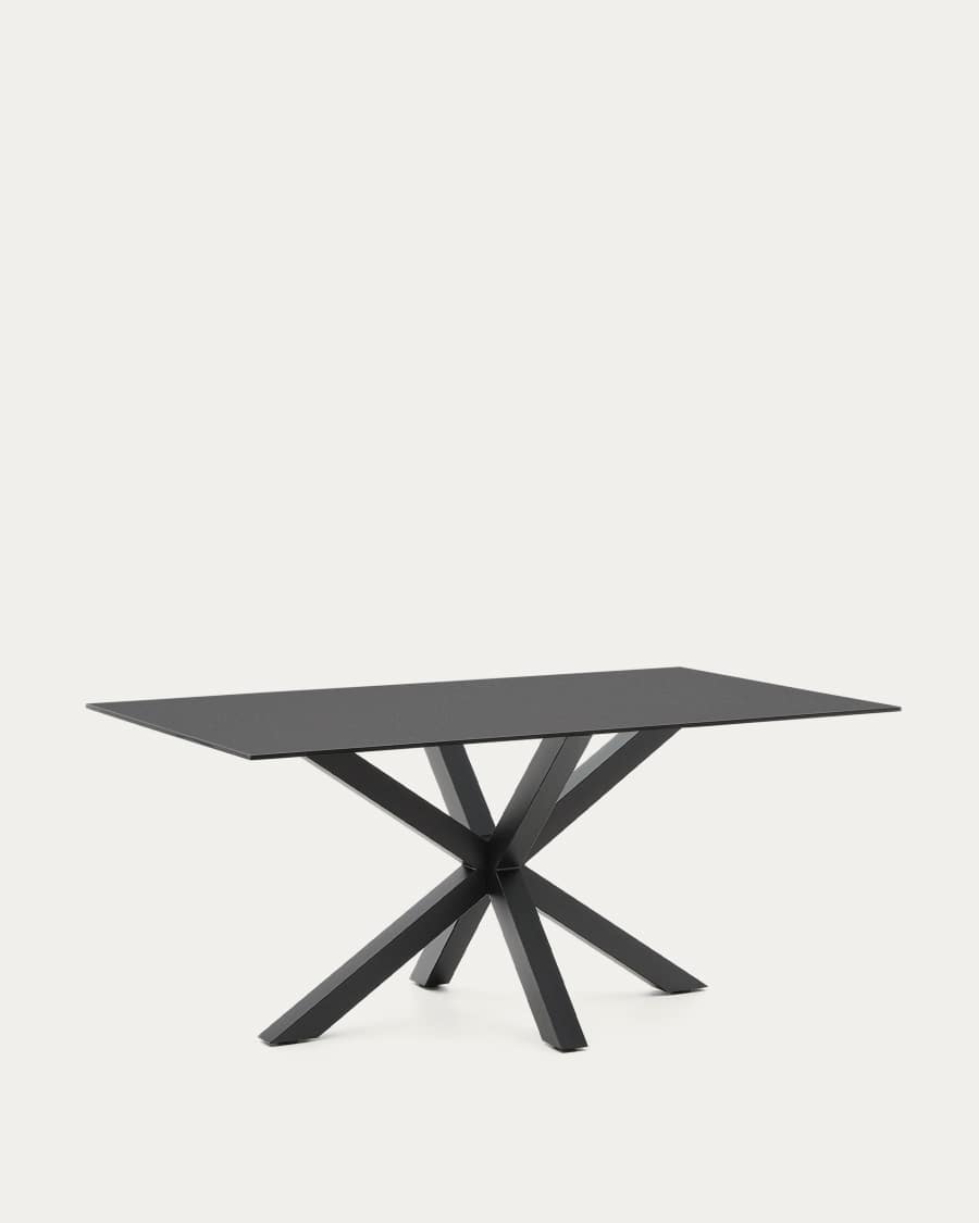 Argo table with black glass and black steel legs 160 x 90  cm