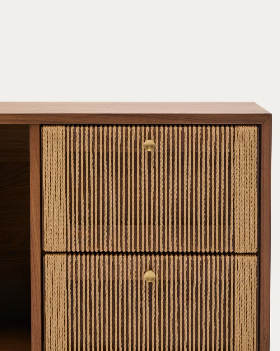 Elan sideboard 2 doors and 2 drawers veneer and solid walnut and cord 180x73cm FSC Mix Credit