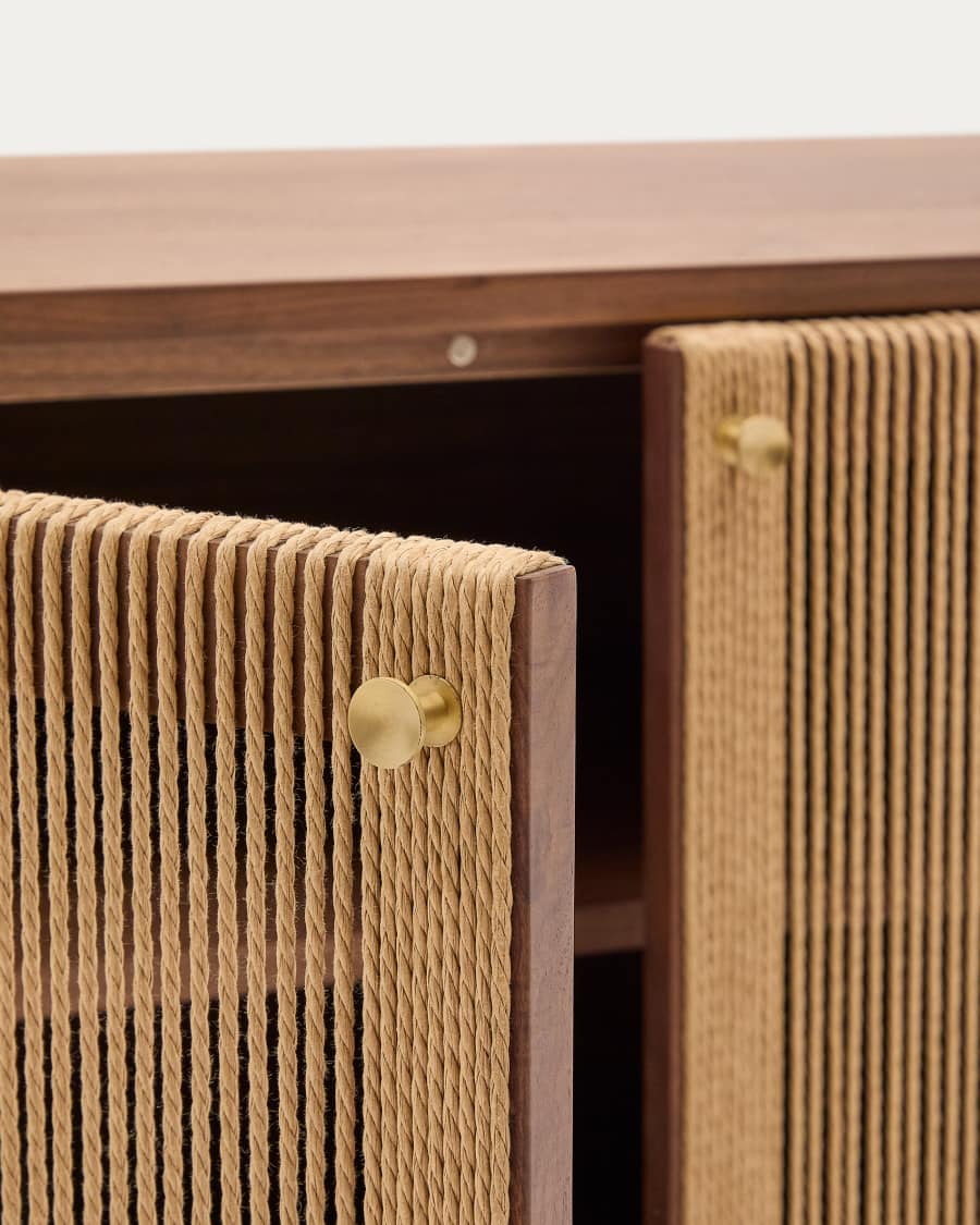 Elan sideboard 2 doors and 2 drawers veneer and solid walnut and cord 180x73cm FSC Mix Credit